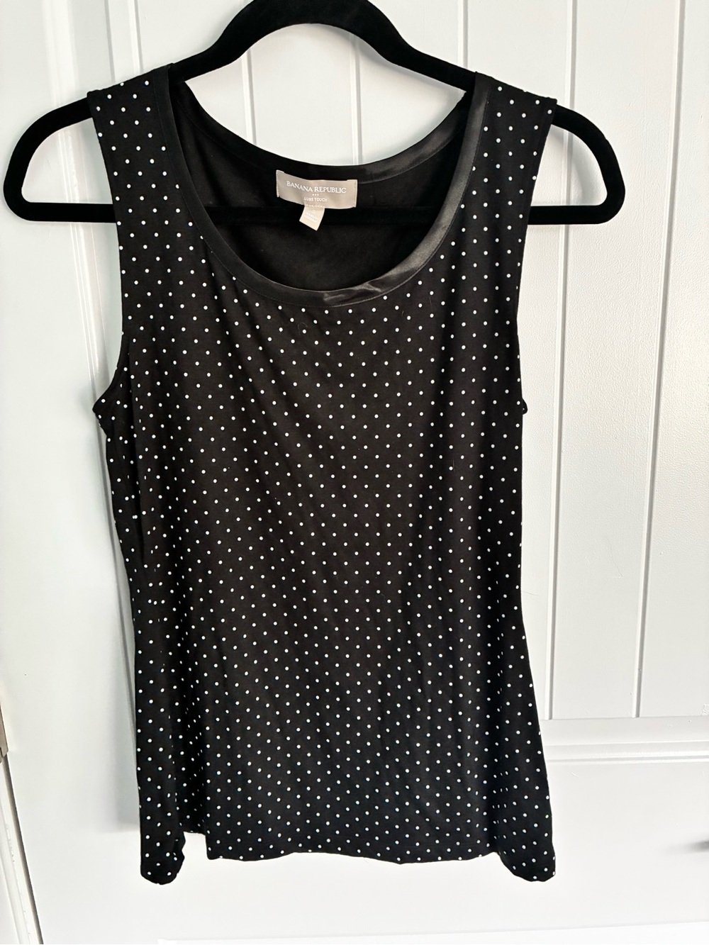 Banana Republic Black Tank with White Polka Dots